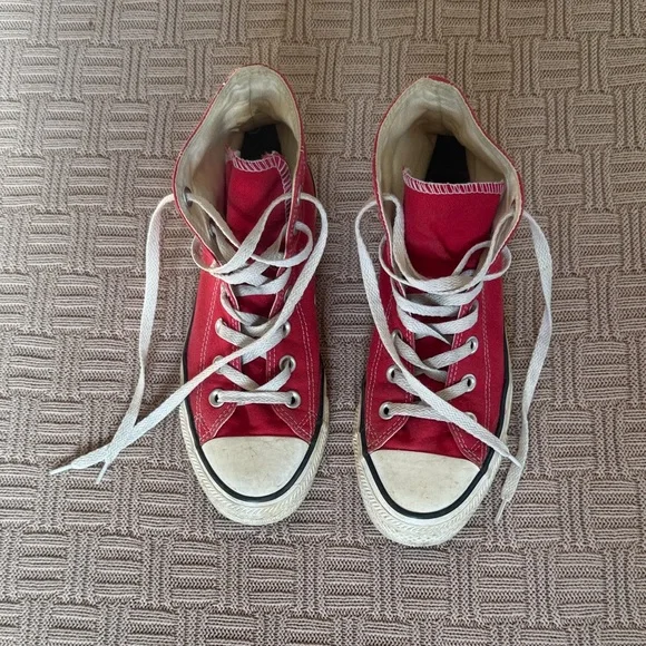 Converse Red High-Top Canvas Sneakers with White Accents - Picture 4 of 13